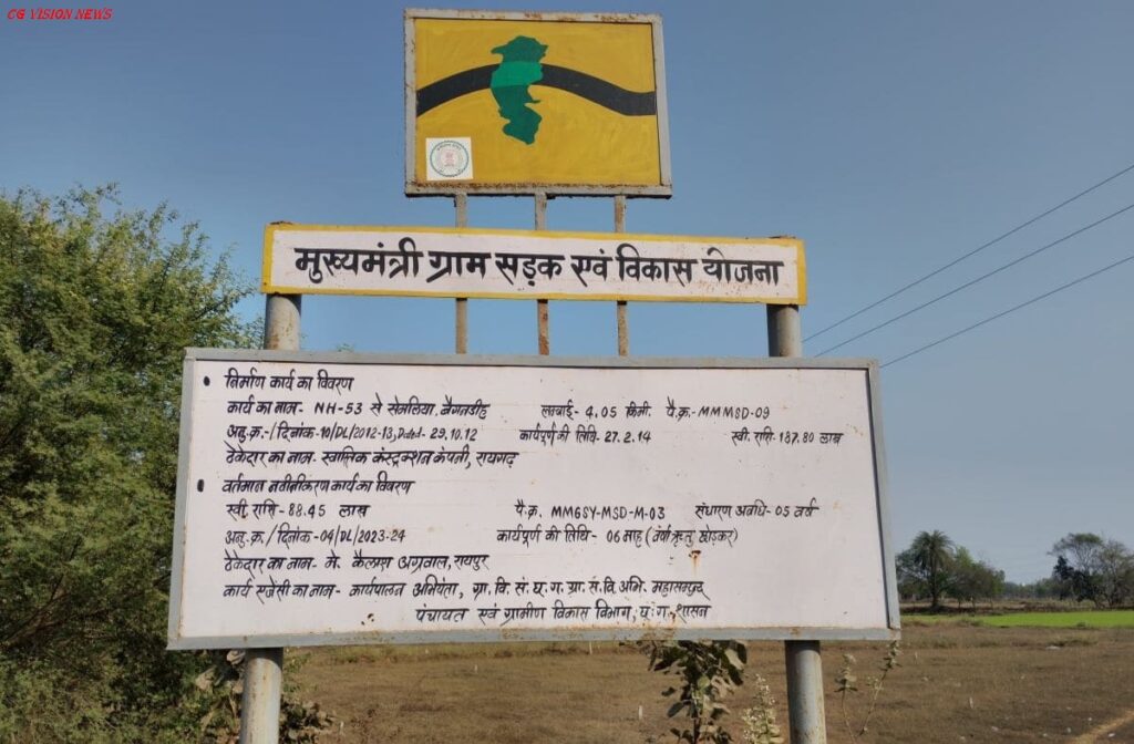 बसना: नई डामरीकरण सड़क उखड़ी, सेमलिया–बैगनडीह मार्ग पर अनगिनत गड्ढों से ग्रामीण परेशान। डामरीकरण sam1